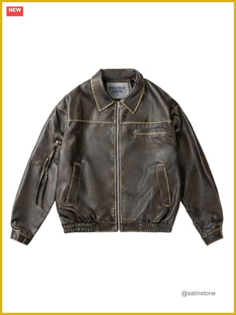 Faux Leather Cropped Jacket Multi Pocket Classic Vintage Soft